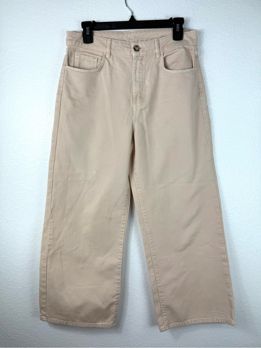 Massimo Dutti Wide Leg Beige wide leg cropped Pants size 6